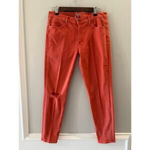 Mother Jeans The Muse Ankle Red Jasper Dye Size 32 Orange Denim Stretch